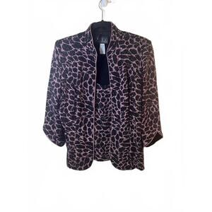 Vintage Alex Evenings 2-Piece Jacket Set Pink Black Cheetah Print Glitter Large